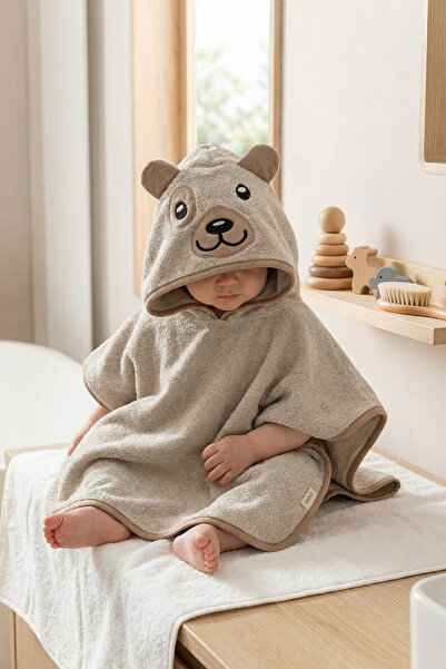 Kanz Bebek Panço Banyo ve Plaj Havlusu %100 Pamuk Kapüşonlu Nakışlı Figürlü -...
