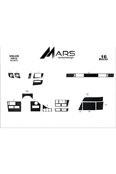 Marscockpitdesign غطاء لوحة القيادة المتوافق مع فولفو FH 2013 16 قطعة