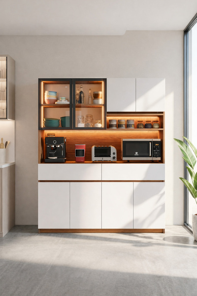 Avmpark Kaffa Kahve Köşesi 4 Kapaklı Led Işıklı Raflı Çok Amaçlı Airfryer Kil...