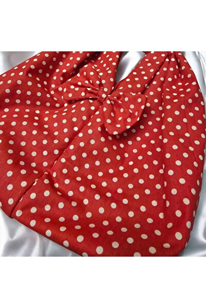 diclecollection Women's Red Polka Dot Fabric Bag with Bow Detail/ Sports Use Bag