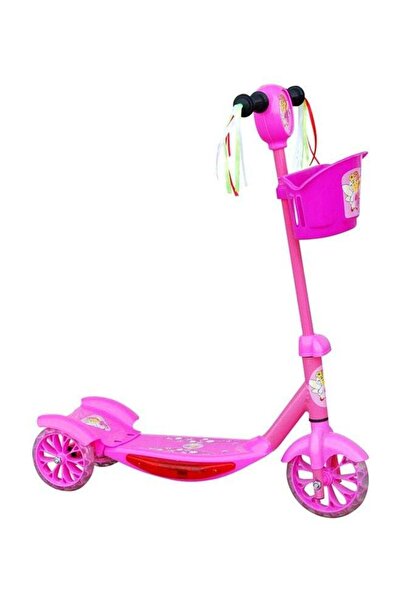 Genrice سكوتر ثلاثي العجلات مع سلة تخزين ومقبض آمن - وردي