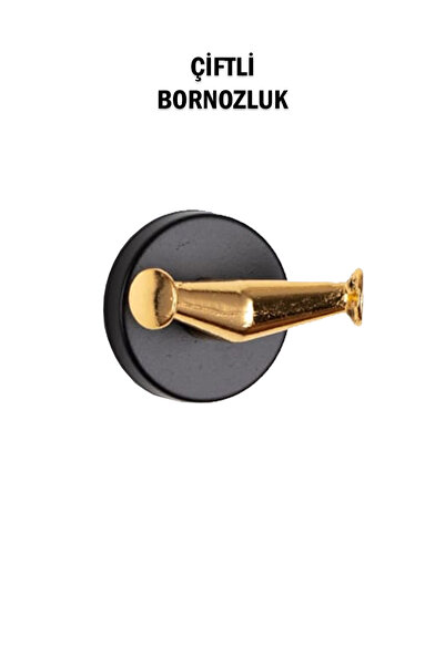 tesitay Çiftli Bornozluk Siyah Gold Renk