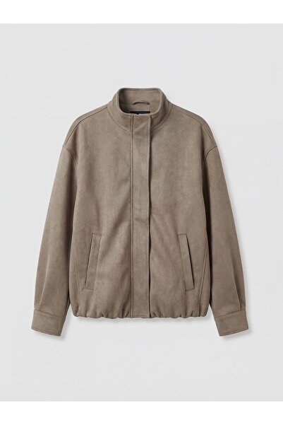 LC Waikiki High Collar Oversize Women's Suede Look Jacket