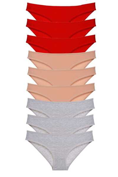 Mestore طقم سراويل داخلية نسائية من الليكرا مكونة من 9 قطع باللون الأحمر والر...