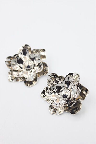 Mestore أقراط الزهرة المعدنية - فضية