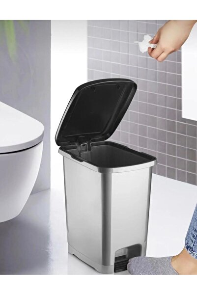 UMBEX PLUS UMBEX Pedallı 25 Litre Gri Banyo Mutfak Çöp Kovası Çöp Kutusu Siya...