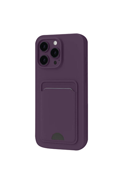 eco port حافظة آيفون 16 برو من السيليكون مع حامل بطاقات كيلفن - بنفسجي غامق