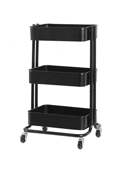 MAAS Metal Storage Cart with Swivel Wheels, 3 Layers, Black