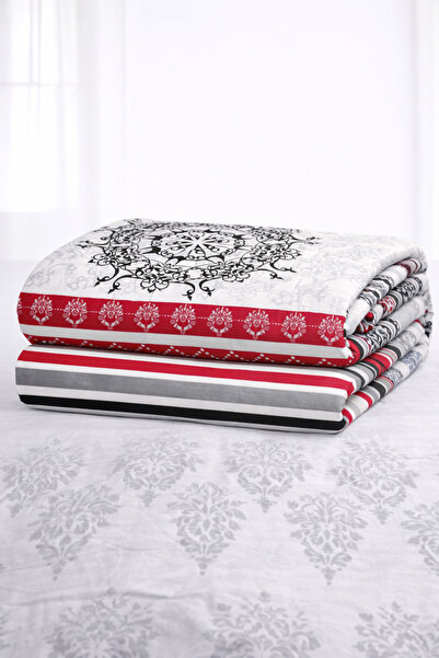 İQON Double Size (1 Piece) Duvet Cover 100% Cotton-Satin Ethnic Red-Black