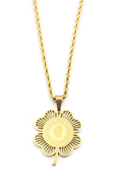 Mestore قلادة على شكل نصف ورقة البرسيم - ذهبية