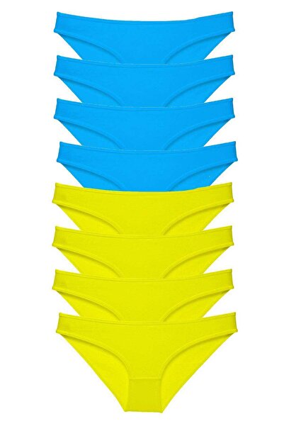 Mestore 8 Pieces Super Eco Set Lycra Women's Slip Panties Yellow Blue