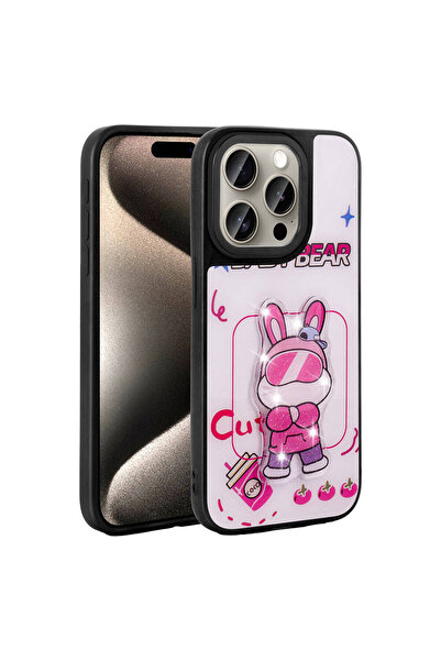 Giz Story غطاء سيليكون GZST Amas لهاتف iPhone 15 Pro مع تصميم منقوش ولامع - أبيض