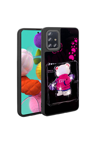 Giz Story غطاء سيليكون GZST Amas لهاتف Galaxy A51 مع تصميم منقوش ولامع - أسود