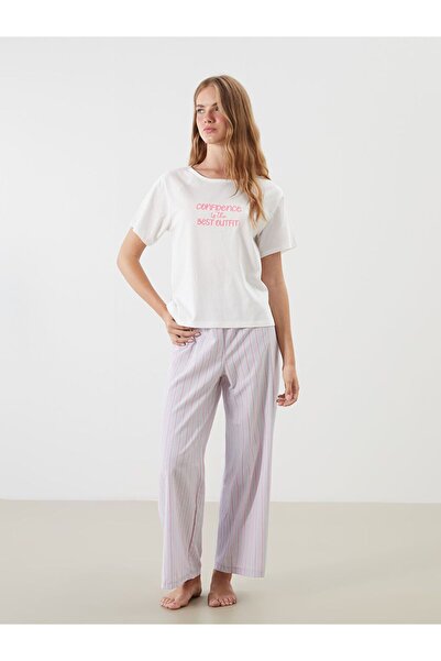 LC Waikiki Crew Neck Embroidered Women's Pajamas Set