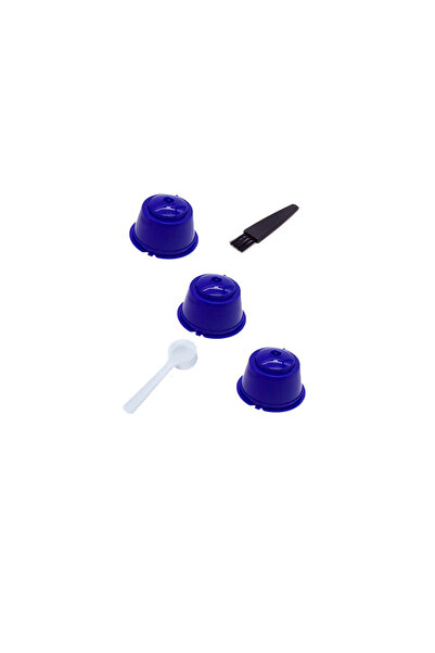 OEM Set of 3 reusable coffee capsules, Dolce Gusto compatible, dark blue, wit...