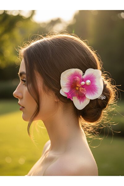 SOFT Двосторонній орхідеєвий квітковий шпилька з затискачем і перлами