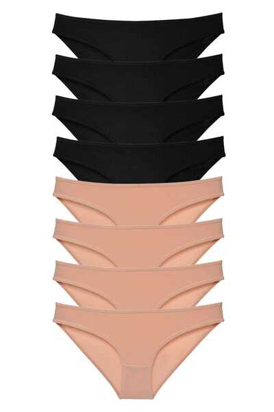 Mestore طقم سراويل داخلية نسائية من الليكرا مكونة من 8 قطع، لون أسود