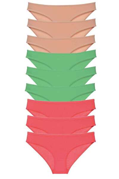 Mestore طقم سراويل داخلية نسائية من الليكرا مكونة من 9 قطع، لون أخضر فوشيا