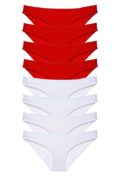 Mestore 8 Pieces Super Eco Set Lycra Women's Slip Panties Red White