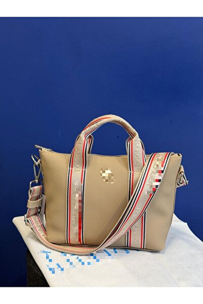 balbagss Women's a Quality Beige Medium Size Lacost Fabric Hand and Shoulder Bag