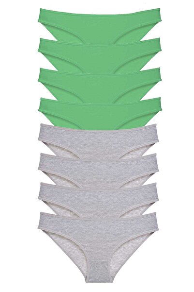 Mestore 8 Pieces Super Eco Set Lycra Women's Slip Panties Green Gray