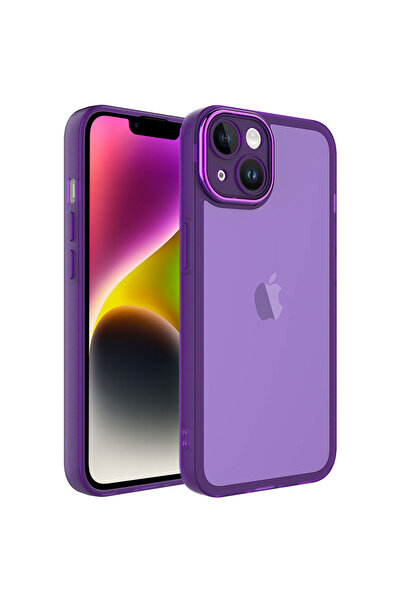 Giz Story حافظة GZST Post شفافة متوافقة مع كاميرا iPhone 14 - أرجواني غامق