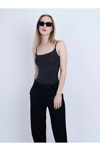 DANZY Ayarlanabilir Askı Taş Tasarım Bodysuit