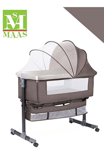 Mas سرير أطفال 3 في 1 بجانب السرير مزود بعجلات وارتفاع قابل للتعديل