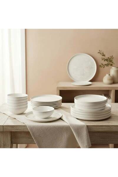 HOMEVEO High-quality 24-piece porcelain dinnerware set with an elegant design...