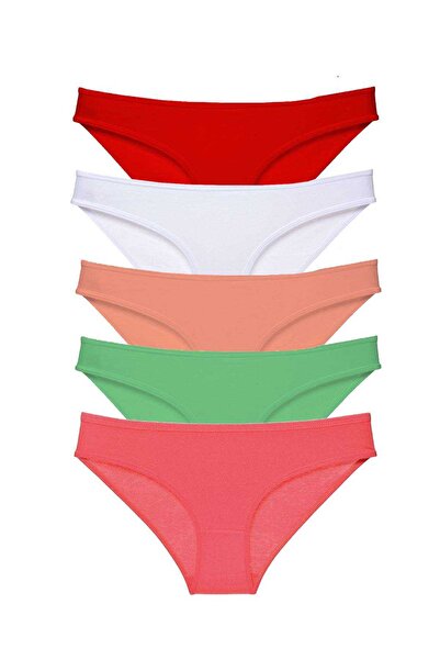 Mestore 5 Pieces Super Eco Set Lycra Women's Slip Panties Red White Powder Gr...