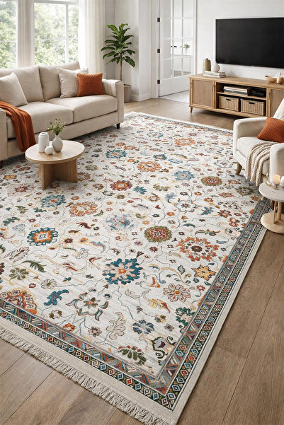 Beyhome Vintage Desenli Kaymaz Taban Dokuma Halı Kilim