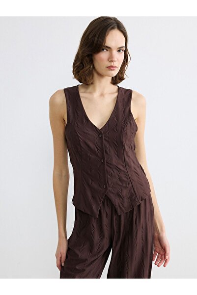 LC Waikiki V-Neck Textured Women's Pajama Set