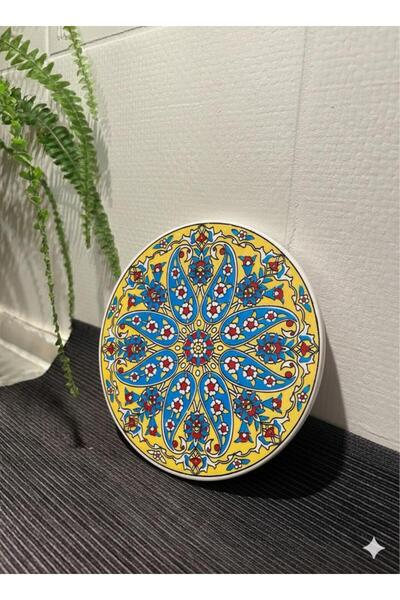 Eren Çini Seramiği Handmade Tile Patterned Ceramic Trivet - Heat Resistant, 16 cm