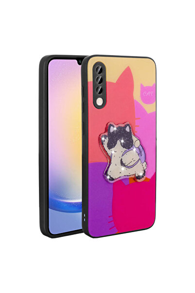 Giz Story غطاء سيليكون GZST Amas لهاتف Galaxy A70 مع تصميم منقوش ولامع - أرجواني