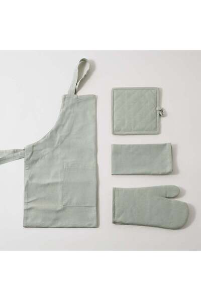 Alberto 100% Cotton Kitchen Set Of 4Pcs, Green