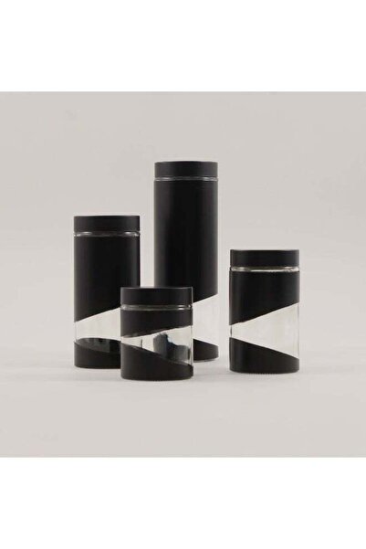 Alberto 4Pcs Glass Canister Set, Black