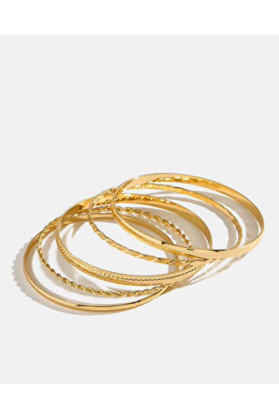 REDTAG Women Gold Embellished Bangle Set (5 Piece)