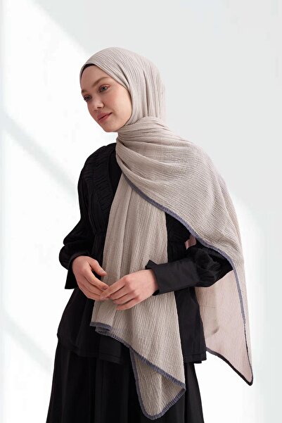 ARMANDA Muslin Piping Shawl - Smoke