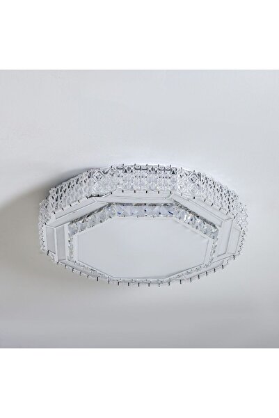 Danube Home Maha Glass LED Flushmount Ceiling Light - 500mm Clear White Fixtu...