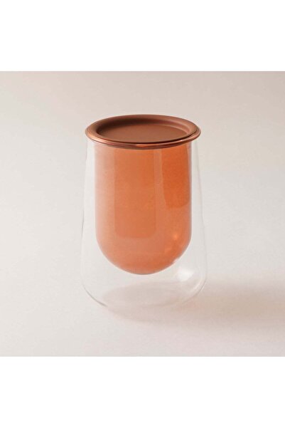 homez Glass Candle Holder Naseej Collection, 9.5*9.5*16.5Cm, Brown