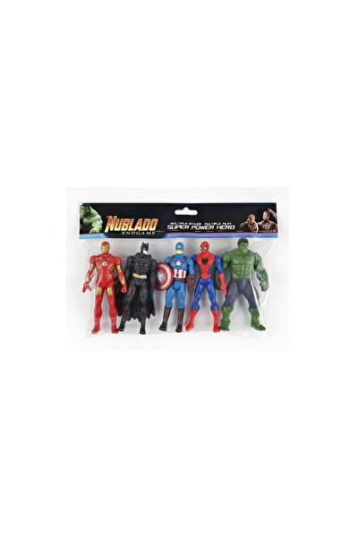 NUBLADO Süper Kahramanlar 5'li Figür Seti - Kutulu (Iron Man, Batman, Captain...
