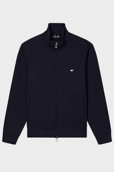 Emporio Armani Cotton Regular Fit Logo Zippered Stand Collar Sweat Men's Swea...