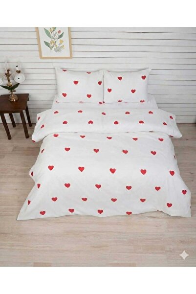 Arma Concept Double Heart Patterned Duvet Cover Set & 4 Pillowcases + Fitted ...