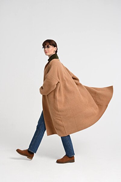 Jupe Kadın Şal Yaka Angora Dokulu Uzun Hırka 1200