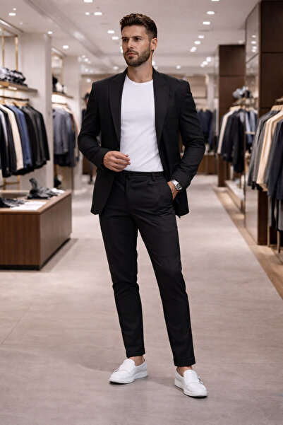 REMA STİL İtalyan Kesim Takım Elbise Krem Spor İpli - Slım Fıt