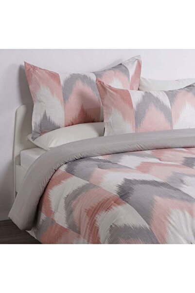 Cottage Arrows Print Microfiber 100Gsm 6 Pc Comforter Set Queen 200X240Cm Peach
