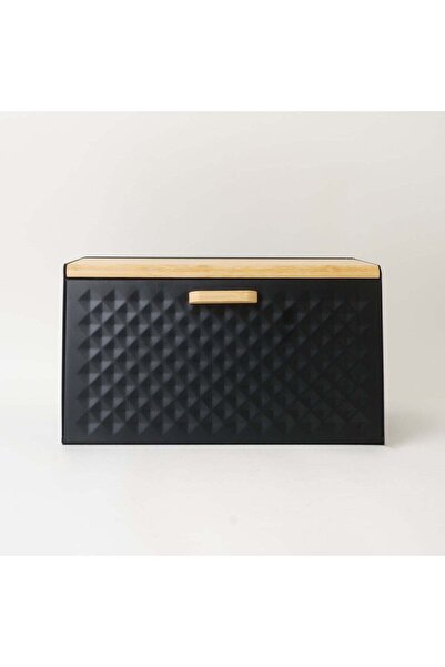 Alberto plastic bread box with bamboo lid, black 44*28*18cm