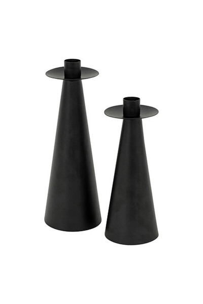 JJA Set 2 suporturi lumanari, metal, 24.5x8.5 cm, Negru