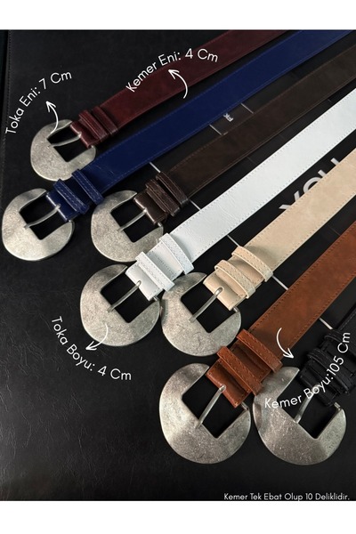 Fiori Women's Faux Leather Oval Buckle Belt, Jacket Belt, Shirt Belt, Dress Belt