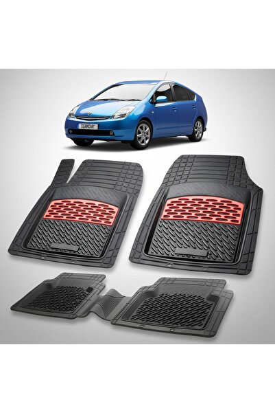 TEAMCAR Covorașe auto compatibile cu Toyota Prius II (2003-2009) roșii